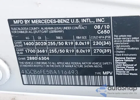 2011 Mercedes-Benz R 350 4Matic from USA, damaged, VIN 4JGCB6FE5BA116493